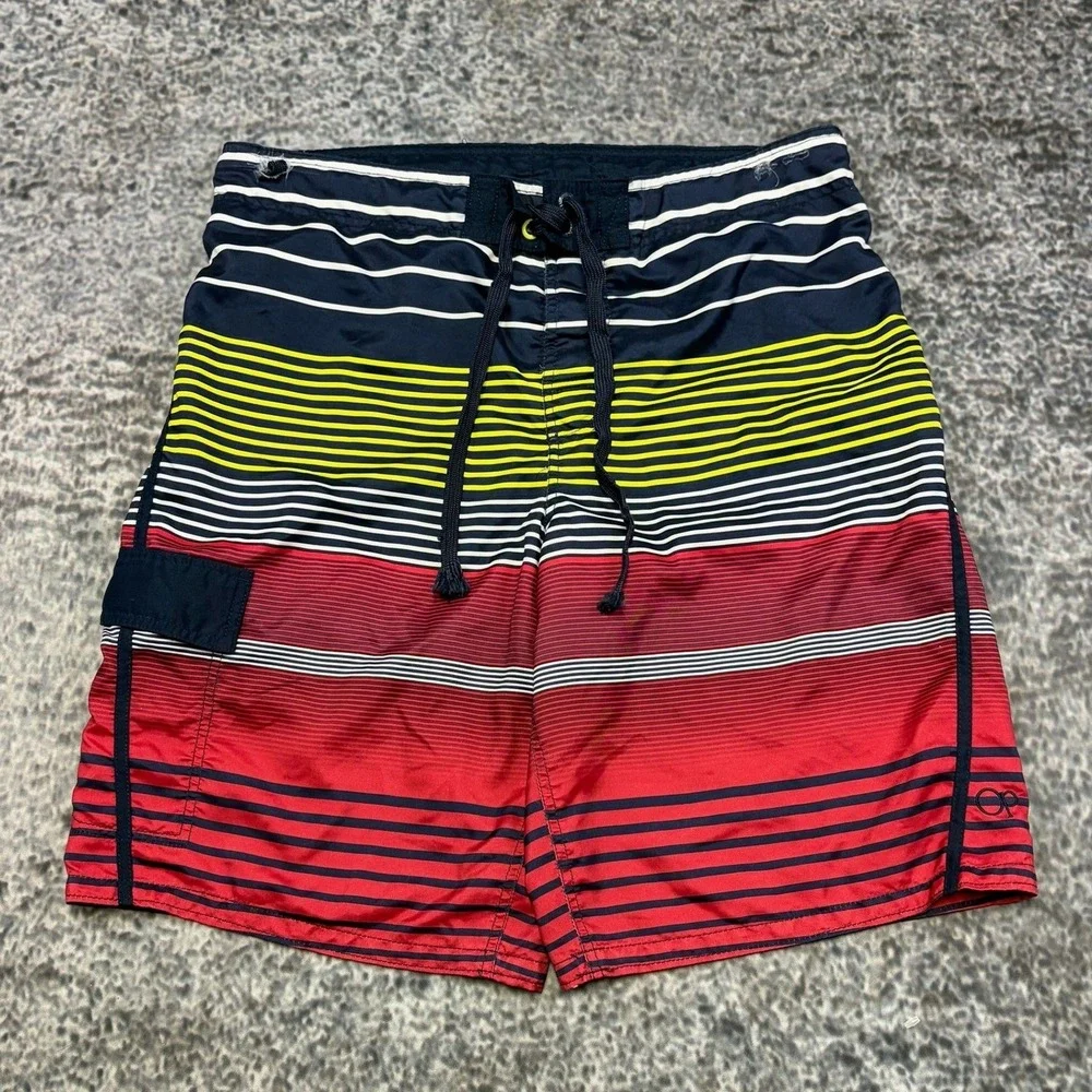 VTG Y2K Ocean Pacific Board‎ Shorts Mens Medium Striped Surf Skater Swim Trunks